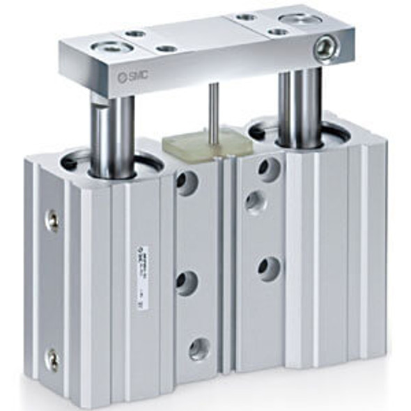 <h2>JMGP, Compact Guided Cylinder, Double Acting</h2><p><h3>Series JMGP compact guided actuators are double acting, compact and lightweight.  The JMGP is suitable for pushing, lifting or clamping applications.</h3>- Bore sizes 12, 16, 20, 25, 32, 40, 50, 63, 80 and 100mm<br>- Available with 3 mounting options<br>- 4 porting locations is standard<br>- Available in metric ports in 12 thru 32mm bores<br>- Available in Rc, NPT and G ports in 40 thru 100mm bores<br>- Auto switch capable<br>- Strokes up to 200mm<br>- <p><a href="https://content2.smcetech.com/pdf/JMGP_238C.pdf" target="_blank">Series Catalog</a>