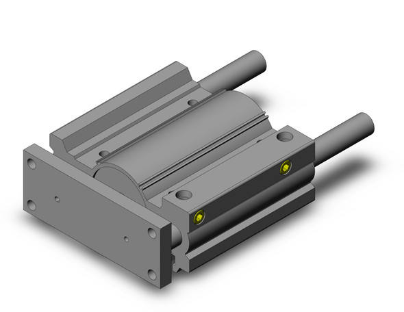 <h2>MGPA-Z, Guide Rod, High Precision Ball Bushing Cylinder</h2><p><h3>The MGPA is a compact body actuator integrated with internal guide shafts to isolate the load bearing from the movement of the actuator s rod and seals. The press fitted high precision ball bushing results in a non-rotating accuracy of +/-0.01  across all bore sizes. The stroke adjustment option (XC8, XC9) can be either on the extend or retract cycle and has an adjustment range up to 50 mm.<br>- </h3>- Bore sizes: 12, 16, 20, 25, 32, 40, 50, 63, 80, 100 mm<br>- Non-rotating accuracy of +/-0.01  across all bore sizes.<br>- Adjustable stroke option, extent cycle (XC8)<br>- Adjustable stroke option, retract cycle (XC9)<br>- Rubber bumpers as standard<br>- Auto switch capable<br>- <p><a href="https://content2.smcetech.com/pdf/MGP.pdf" target="_blank">Series Catalog</a>