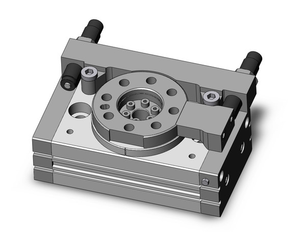 <h2>MSQ, Rotary Table, Rack &amp; Pinion, Shock Absorber</h2><p><h3>The MSQ compact rotary table is ideal for material transfer applications. It incorporates load bearings and a mounting face with a rack-and-pinion style rotary actuator. The seven sizes are 10, 20, 30, 50, 70, 100, and 200 with rotational adjustments from 0-190 degrees, and auto switch capability. Additional features include a hollow shaft and direct load mounting possibility.<br>- </h3>- Rotary table w/external shock absorber<br>- Four bore sizes available<br>- High precision or basic type available<br>- 90  and 180  rotation available<br>- Auto switch capable<br>- <p><a href="https://content2.smcetech.com/pdf/MSQ.pdf" target="_blank">Series Catalog</a>