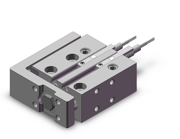 <h2>MXH, Narrow Width Precision Slide Table (Recirculating Bearings)</h2><p><h3>The MXH narrow width precision slide table incorporates recirculating bearings to its new linear guide system to increase rigidity by expanding the width where the load bearings come in contact with the linear guide. The new linear guide system also increases allowable pitch moment by 170%, yaw moment by 210% and roll moment by 240% as well as reduces its weight by as much as 19% from the previous model. Its narrow width footprint allows for multiple units to be mounted adjacently for applications with tight space constraints.</h3>- Bore sizes: 6, 10, 16, 20 mm<br>- Special (non-standard) porting option<br>- Rubber bumpers<br>- RoHS compliant<br>- Auto switch capable<br>- <p><a href="https://content2.smcetech.com/pdf/MXH_Z.pdf" target="_blank">Series Catalog</a>