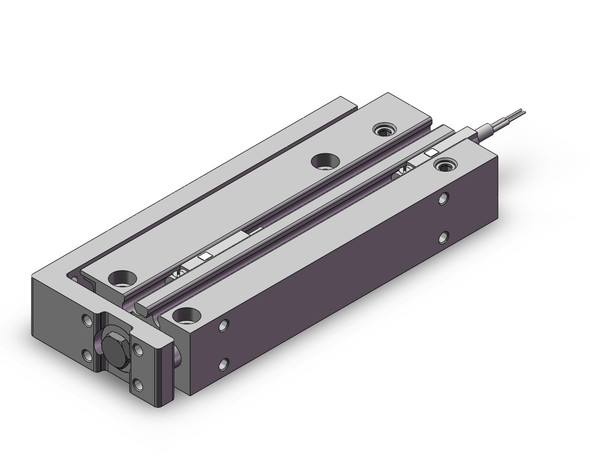 <h2>MXH, Narrow Width Precision Slide Table (Recirculating Bearings)</h2><p><h3>The MXH narrow width precision slide table incorporates recirculating bearings to its new linear guide system to increase rigidity by expanding the width where the load bearings come in contact with the linear guide. The new linear guide system also increases allowable pitch moment by 170%, yaw moment by 210% and roll moment by 240% as well as reduces its weight by as much as 19% from the previous model. Its narrow width footprint allows for multiple units to be mounted adjacently for applications with tight space constraints.</h3>- Bore sizes: 6, 10, 16, 20 mm<br>- Special (non-standard) porting option<br>- Rubber bumpers<br>- RoHS compliant<br>- Auto switch capable<br>- <p><a href="https://content2.smcetech.com/pdf/MXH_Z.pdf" target="_blank">Series Catalog</a>