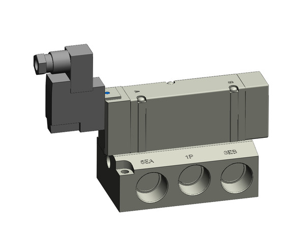 <h2>SY9000, 5 Port Solenoid Valve, All Types</h2><p><h3>Series SY offers major advances in valve performance for cost-effective solutions to your requirements. The series offers high flow with low power consumption in a compact design. The SY is available in body ported or base mounted styles and can be used individually or manifold mounted.<br>- </h3>- Fluid: air<br>- Operating pressure range: (internal pilot) 0.1 - 0.7MPa(external pilot) -100kPa to 0.7MPa(external pilot, pilot pressure range) 0.25 - 0.7MPa<br>- Cv up to 2.5<br>- Coil rated voltage: 3, 5, 6, 12, 24VDC;100, 110, 200, 220VAC<br>- Response time (0.5MPa) w/o indicator light  surge voltage suppressor: 32ms or less<br>- Ambient   fluid temperature: 50 C<br>- <p><a href="https://content2.smcetech.com/pdf/SY3.5.7.9000.pdf" target="_blank">Series Catalog</a>