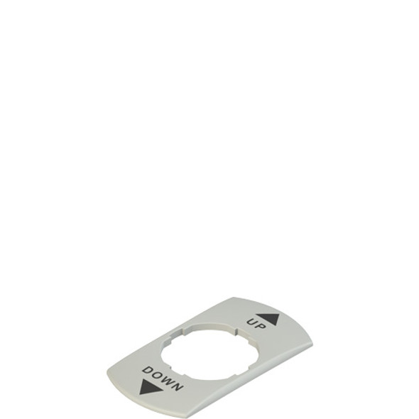Pizzato VE TF32G9131 Plate with shaped hole, rectangular, 30x60 mm, grey, inscription "UP, DOWN"