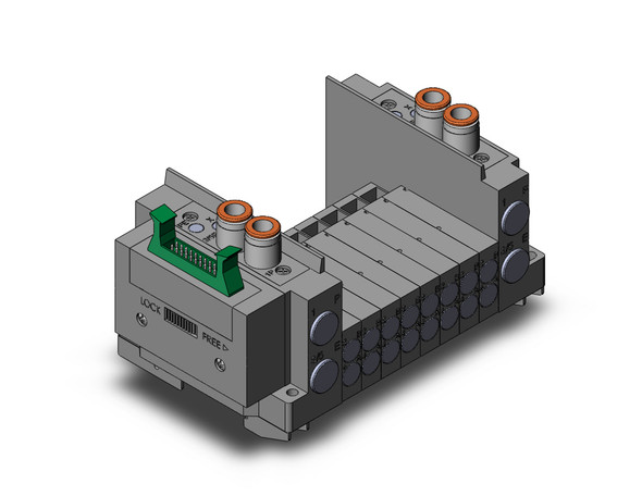 SMC SS5Y3-12PG1-08B-D0 4/5 port solenoid valve ss5y3 8 sta manifold base