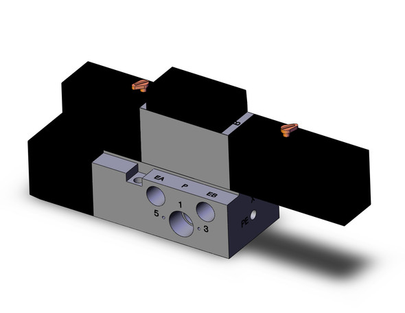 SMC VFR2300-3FZC-02T 4/5 port solenoid valve valve 3pos/cc, plug-in w/ subplate