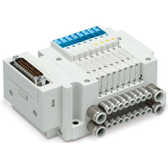 SMC JJ5SY3-10FW1-08D-C6 4/5 port solenoid valve 8 station mfld,plug-in connecting base