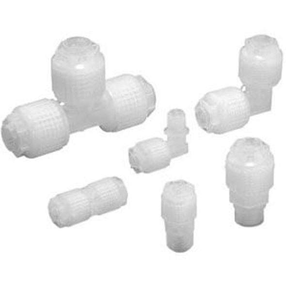 SMC LQ1R3A-MN fluoropolymer fitting, lq1, lq2, lq3 fitting, fluoropolymer, run tee