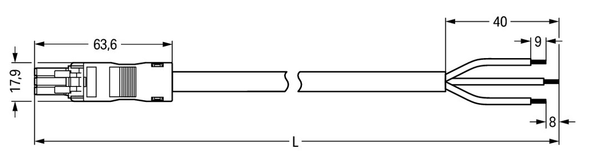 Wago 891-8993/106-302 pre-assembled connecting cableEca Socket/open-ended, white