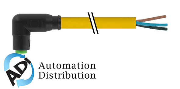 Murrelektronik 7000-08241-0100300 m8 female 90?? snap-in with cable, pvc 3x0.25 ye ul/csa 3m