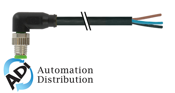 Murrelektronik 7000-08021-6100300 m8 male 90?? with cable, pvc 3x0.25 bk ul/csa 3m