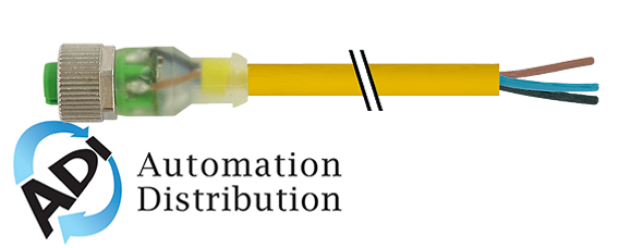 Murrelektronik 7000-12281-0330150 m12 female 0?? led, pur 3x0.34 yellow, ul/csa, drag ch 1.5m