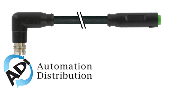 Murrelektronik 7000-88181-6100150 m8 male 90?? / m8 female 0?? snap-in, pvc 3x0.25 bk ul/csa 1.5m