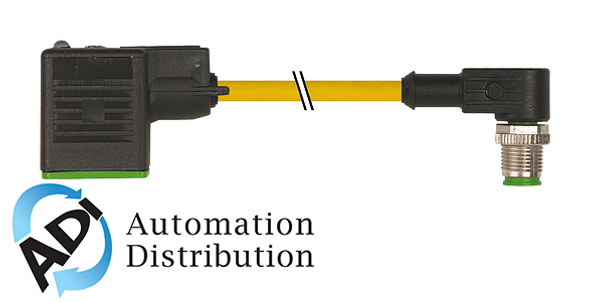 Murrelektronik 7000-40981-0260030 m12 male 90?? / msud valve plug form bi 11mm, pur 3x0.75 yellow, 0.3m