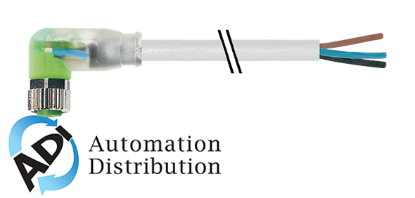 Murrelektronik 7000-08121-2500300 m8 female 90?? with cable led, pur 3x0.25 gy ul/csa+robot+drag chain 3m