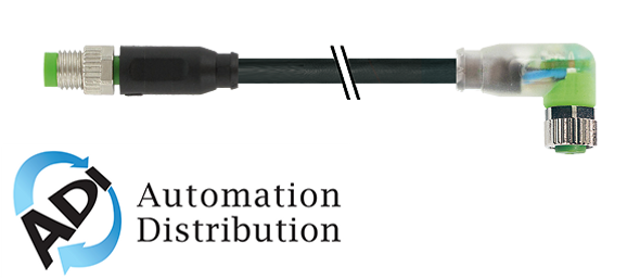 Murrelektronik 7000-88041-6100150 m8 male 0?? / m8 female 90?? led, pvc 3x0.25 bk ul/csa 1.5m