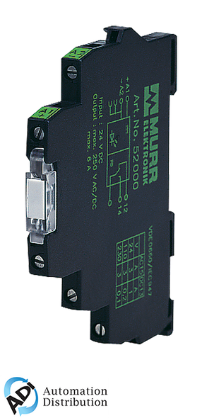 Murrelektronik 52005 miro 6.2 24vdc-1u input relay, in: 24 vdc - out: 250 vac/dc / 6 a, 1 c/o contact - 6,2 mm screw-type terminal