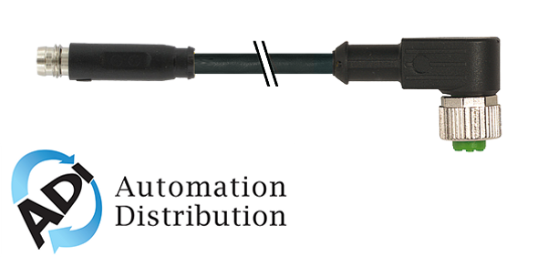 Murrelektronik 7000-88381-6500060 m8 male 0?? snap-in / m12 female 90?? screw-in, pur 3x0.25 bk ul/csa+robot+drag chain 0,6m