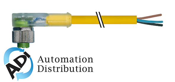 Murrelektronik 7000-12421-0540150 m12 female 90?? led, pur 4x0.34 yellow, ul/csa+robot, drag ch 1.5m