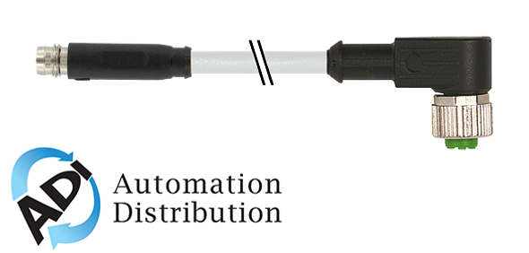 Murrelektronik 7000-88381-2100100 m8 male 0?? snap-in / m12 female 90?? screw-in, pvc 3x0.25 gy ul/csa 1m