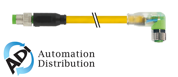 Murrelektronik 7000-88041-0300100 m8 male 0?? / m8 female 90?? led, pur 3x0.25 ye ul/csa+drag chain 1m