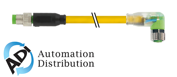 Murrelektronik 7000-88041-0200200 m8 male 0?? / m8 female 90?? led, pur 3x0.25 ye ul/csa 2m