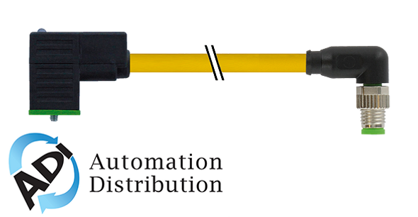 Murrelektronik 7000-88481-0330100 m8 male 90?? / msud valve plug 9.4 mm(small), pur 3x0.34 yellow, ul/csa, drag ch 1m