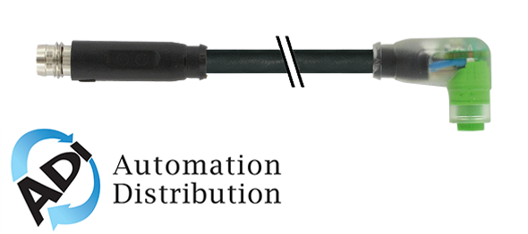 Murrelektronik 7000-88161-6100200 m8 male 0?? / m8 female 90?? snap-in led, pvc 3x0.25 bk ul/csa 2m