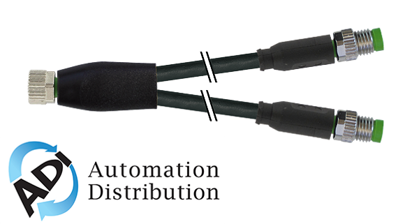 Murrelektronik 7000-87251-6100060 m8 female y-distributor / m8 male 0??, pvc 3x0.25 bk ul/csa 0,6m