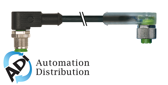 Murrelektronik 7000-40401-6330100 m12 male 90?? / m12 female 90?? led, pur 3x0.34 black ul/csa, drag ch 1m