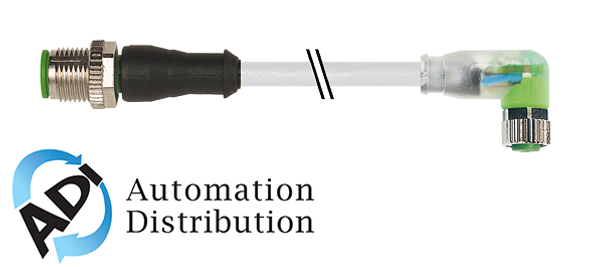 Murrelektronik 7000-40641-2200100 m12 male 0?? / m8 female 90?? led, pur 3x0.25 gy ul/csa 1m