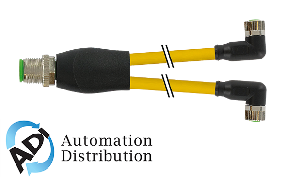 Murrelektronik 7000-40841-0100030 m12 y-distributor / m8 female 90??, pvc 3x0.25 ye ul/csa 0,3m