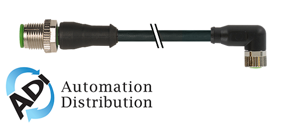 Murrelektronik 7000-40621-6111000 m12 male 0?? / m8 female 90??, pvc 4x0.25 bk ul/csa 10m