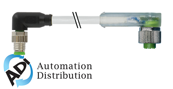 Murrelektronik 7000-88341-2300060 m8 male 90?? / m12 female 90?? led, pur 3x0.25 gy ul/csa+drag chain 0.6m