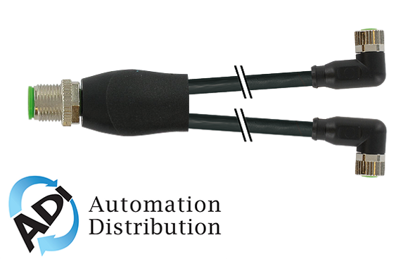 Murrelektronik 7000-40841-6100060 m12 y-distributor / m8 female 90??, pvc 3x0.25 bk ul/csa 0.6m