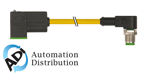 Murrelektronik 7000-41061-0560200 m12 male 90?? / msud valve plug form ci 9.4 mm, pur 3x0.75 yellow, robot, drag ch 2m