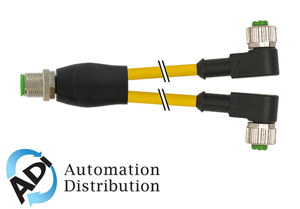 Murrelektronik 7000-40761-0130100 m12 y-distributor / m12 female 90??, pvc 3x0.34 yellow, ul/csa 1m