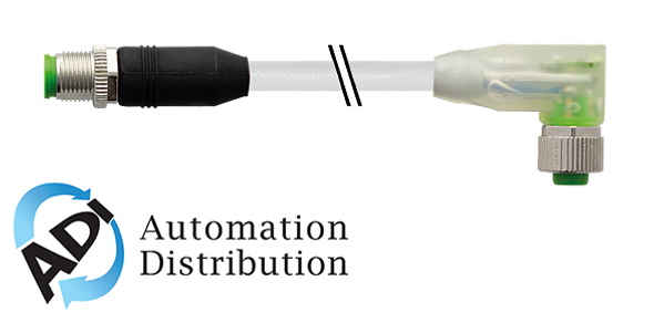 Murrelektronik 7000-40341-8620030 m12 male 0?? / m12 female 90?? led, pur 4x0.75 gray, ul/csa 0.3m