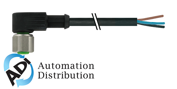 Murrelektronik 7000-20131-6261000 m12 female 90?? 3p dual-keyway, pur 3x0.75 black 10m