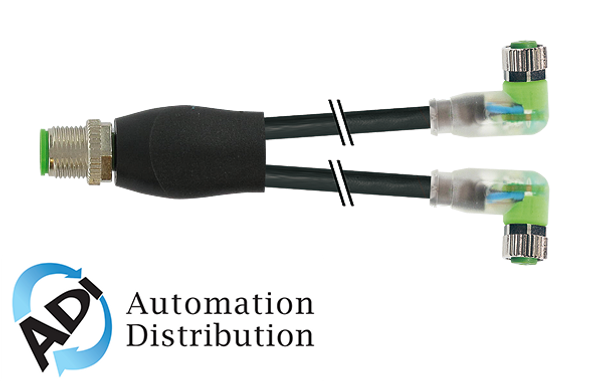 Murrelektronik 7000-40861-6100150 m12 y-distributor / m8 female 90?? led, pvc 3x0.25 bk ul/csa 1,5m