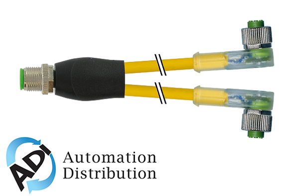 Murrelektronik 7000-40781-0130015 m12 y-distributor / m12 female 90?? led, pvc 3x0.34 yellow, ul/csa 0.15m