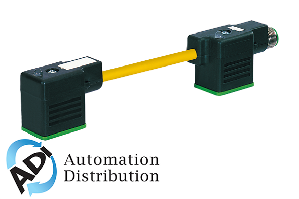 Murrelektronik 7000-41801-0160000 m12 male on rear of msud double valve plug 11mm, pvc 3x0.75 yellow, 0m