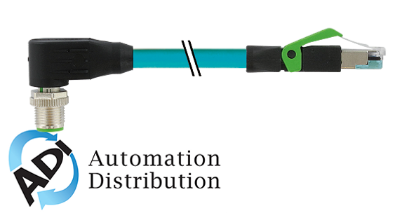 Murrelektronik 7700-44761-S4U0150 m12 male 90?? / rj45 0?? shielded ethernet, tpe 2x2x24awg sf/utp cat5e bu ul/csa, cm 1.5m