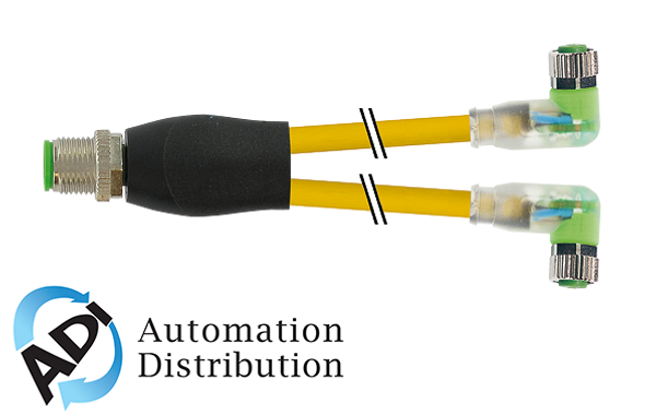 Murrelektronik 7000-40861-0300060 m12 y-distributor / m8 female 90?? led, pur 3x0.25 ye ul/csa+drag chain 0,6m