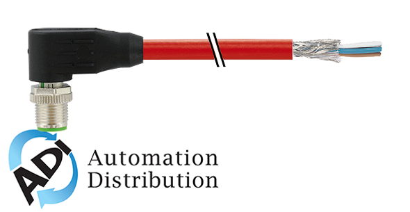 Murrelektronik 7000-14561-7920150 m12 male,90?? shielded, d-cod, ethernet, pur 2x2xawg22 shielded red ul,csa+dragchain 1.5m