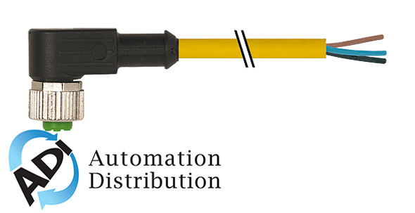 Murrelektronik 7000-12361-1261000 m12 female 90??, pur 5x0.34 yellow, ul/csa, drag ch 10m