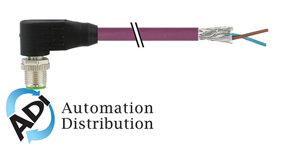 Murrelektronik 7000-14081-8400300 m12 male 90?? shielded b-cod.with cable, profibus, pur 1x2xawg24 shielded vt ul/csa+dragchain 3m