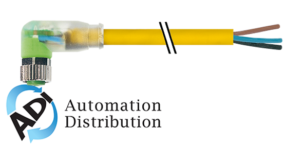 Murrelektronik 7000-08121-0501000 m8 female 90?? with cable led, pur 3x0.25 ye ul/csa+robot+drag chain 10m