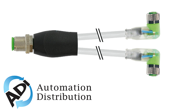 Murrelektronik 7000-40861-2300100 m12 y-distributor / m8 female 90?? led, pur 3x0.25 gy ul/csa+drag chain 1m