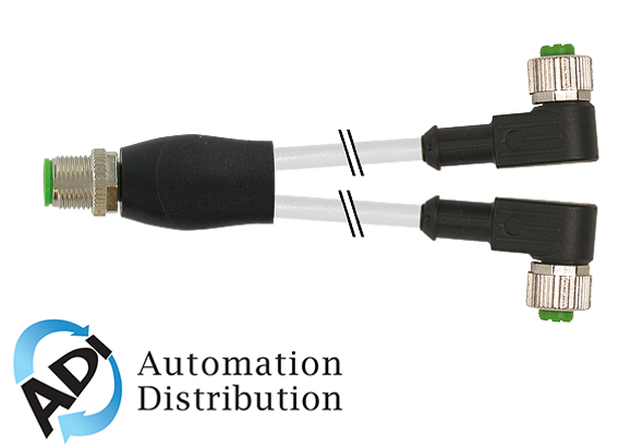 Murrelektronik 7000-40741-2530200 m12 y-distributor / m12 female 90??, pur 3x0.34 gray, ul/csa + robot, drag ch 2m