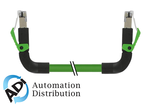 Murrelektronik 7000-74409-7960100 rj45 male 90?? up / rj45 male 90?? up shielded en, pur 2x2xawg22 shielded gn ul/csa+dragchain 1m